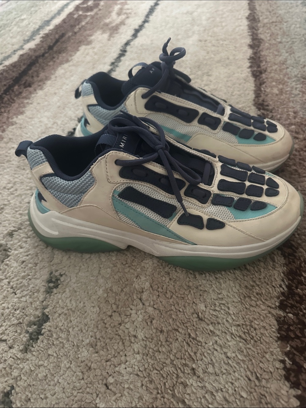 AMIRI Cream Navy & Teal Men's Sneakers